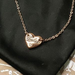 Guess Heart Pendant Necklace in RoseGold